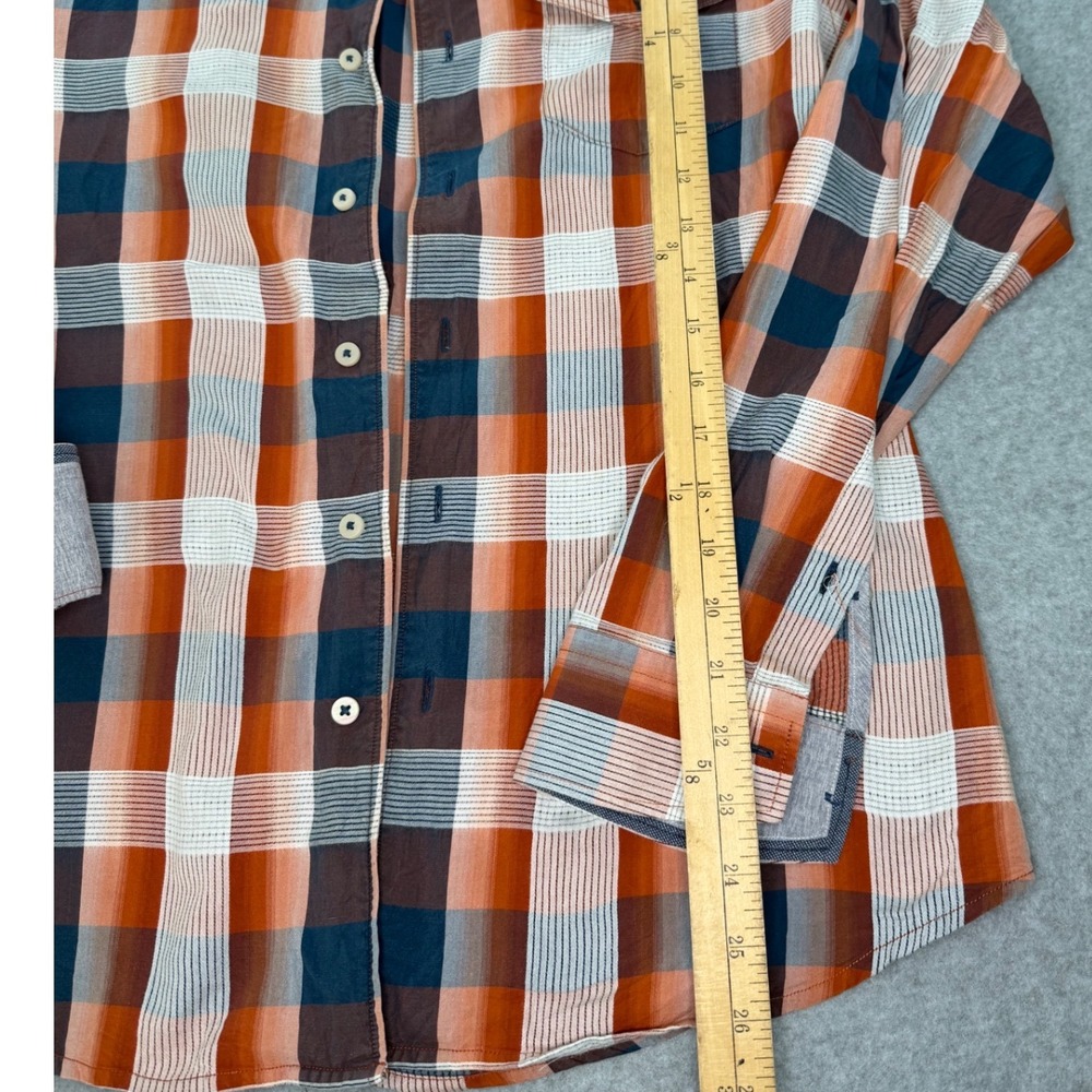 Tommy Bahama Mens Plaid Button Down Shirt Orange Blue Silk Blend Large T37816 - Picture 9 of 9